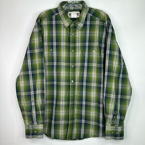 Wrangler Green Plaid Long Sleeve Button Up Shirt Size XL